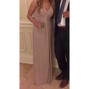 Dessy Collection Chiffon Bridesmaid Dress in Beige